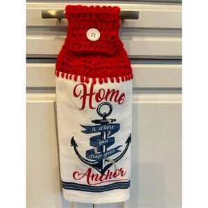 Crochet Top Kitchen Towel- Home anchor